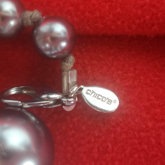 Chicos Chunky Grey Silver Tone Metal Graduated Bead Link Long 64"-68.5" Necklace - Picture 11 of 16